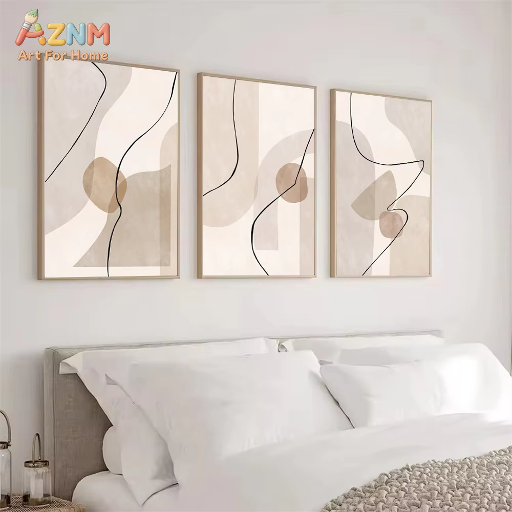 Interior Designer - لوحة فنية جدارية بخطوط هندسية بيج