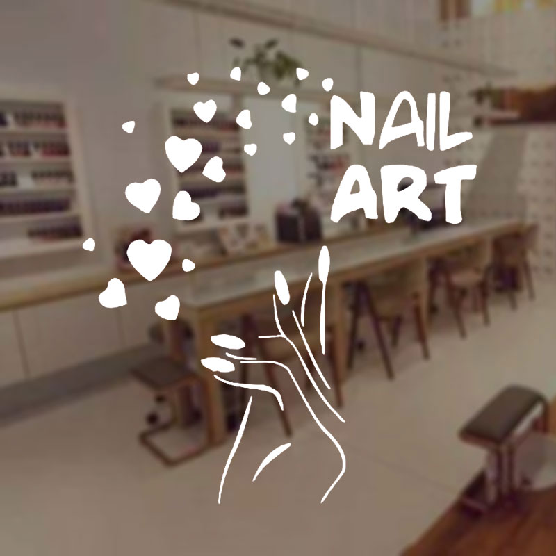 Interior Design Nail Salon - ملصقات نافذة فنية للأظافر ، ملصق