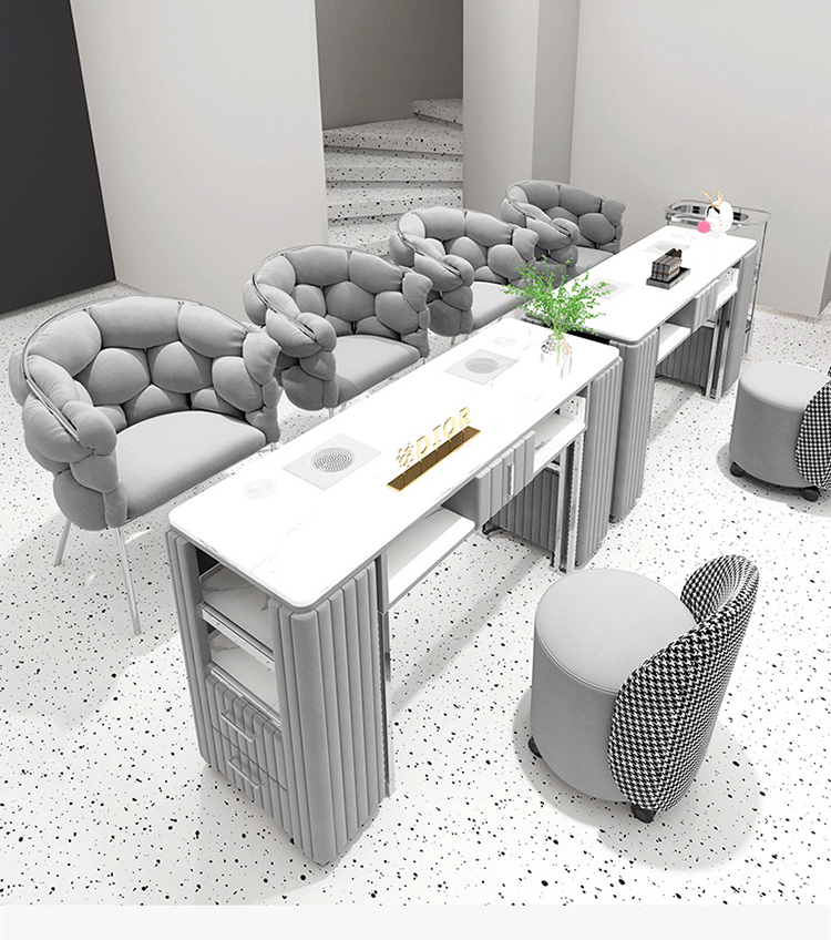 Interior Design Nail Salon - طاولة وكرسي مانيكير للتصميم الداخلي مع