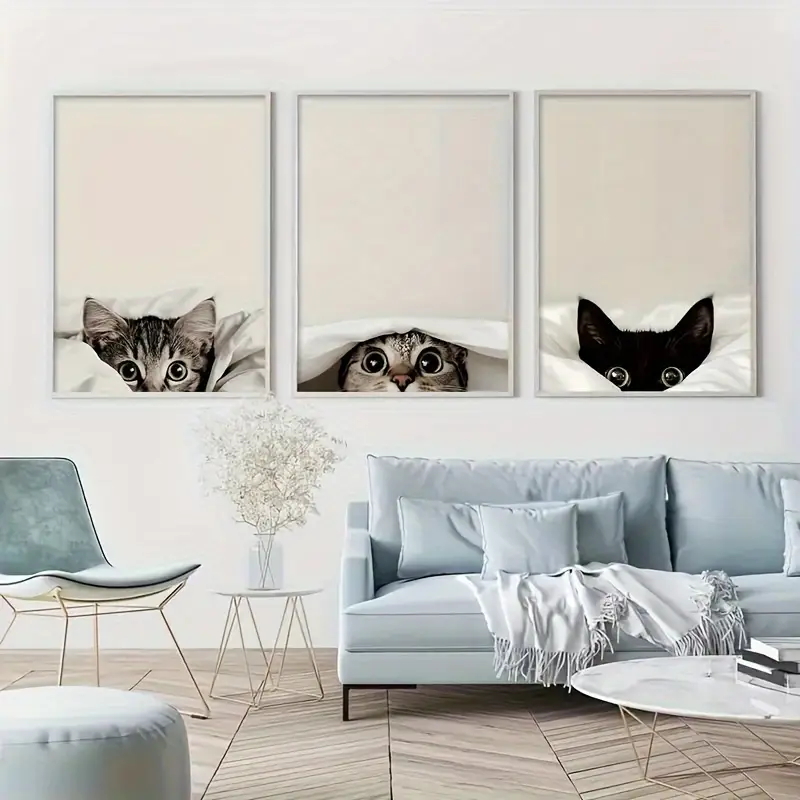 Abstract Canvas Set - مجموعة من 3 لوحات قماشية لقطط
