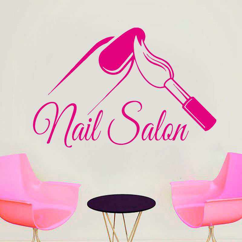 صالون الأظافر متجر الجدار ملصق - مراجعة Interior Design Nail Salon وسعره