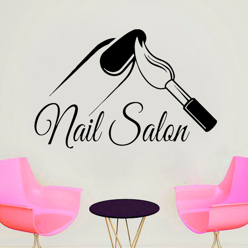 صالون الأظافر متجر الجدار ملصق - مراجعة Interior Design Nail Salon وسعره