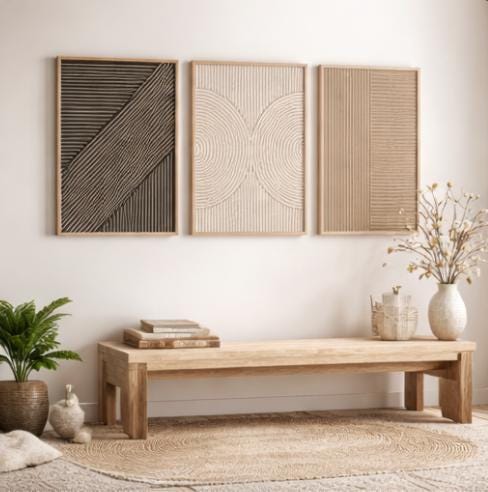 مجموعة من 3 لوحات جدارية بيج و - مراجعة Abstract Canvas Set وسعره