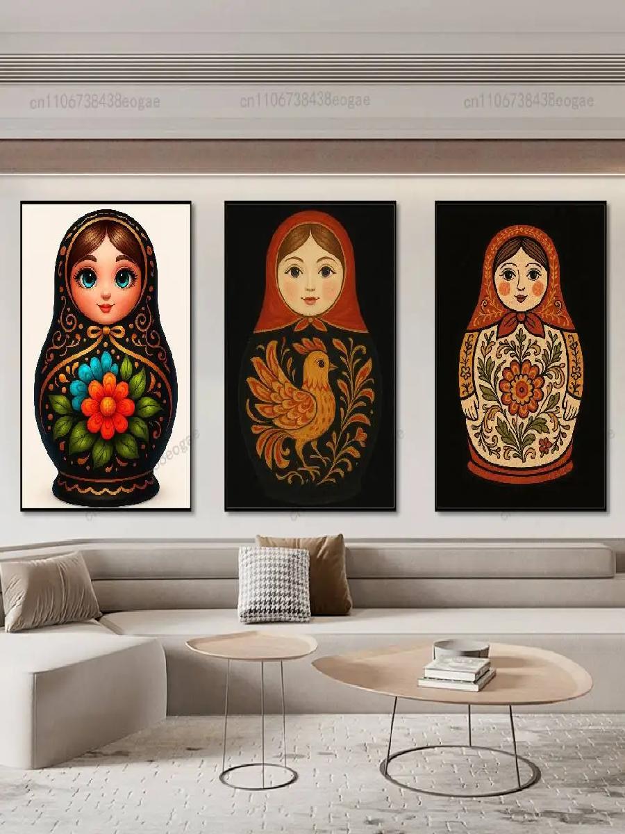 ملصق جداري فني روسي لدمى ماتري - مراجعة Interior Design Of Cafe وسعره