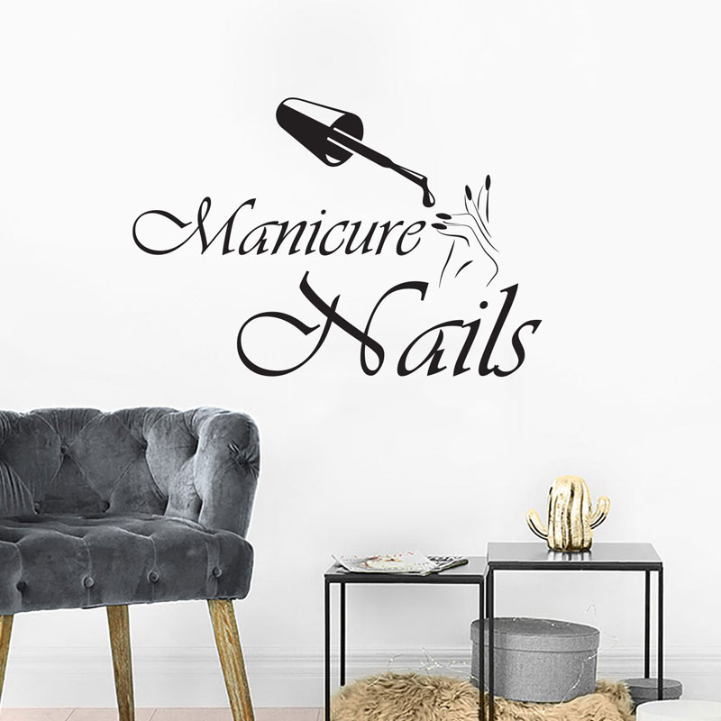 الجدار ملصق مانيكير الفينيل نا - مراجعة Interior Design Nail Salon وسعره