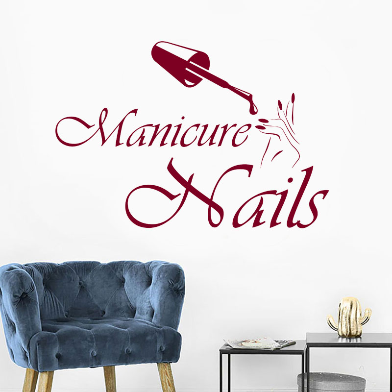 الجدار ملصق مانيكير الفينيل نا - مراجعة Interior Design Nail Salon وسعره